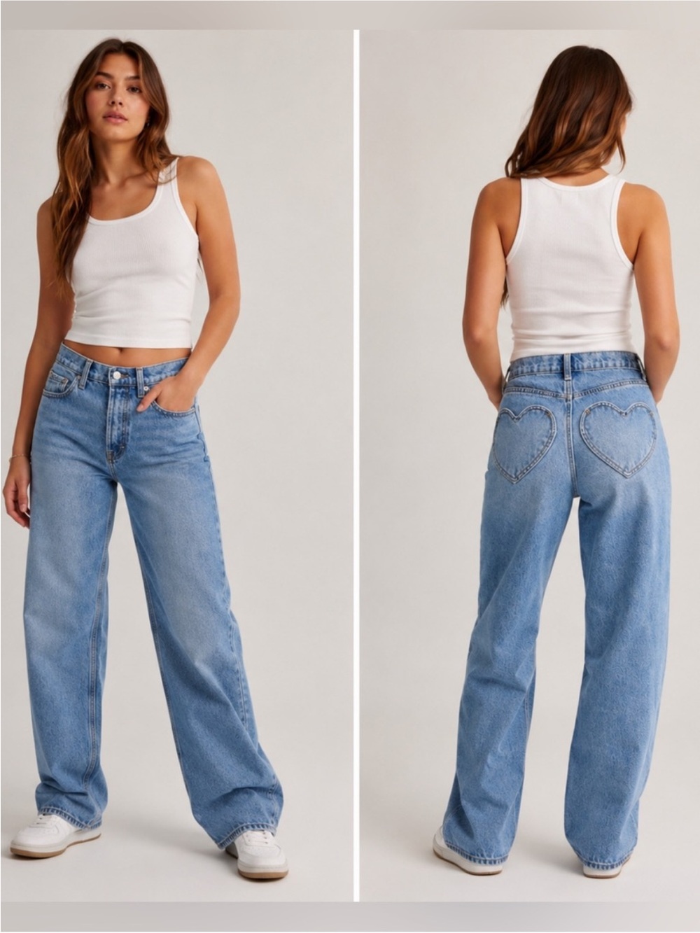 Universal Thread 90's Mid Rise Heart Pocket Baggy Wide Leg Denim Jeans 8 regular - Picture 2 of 13